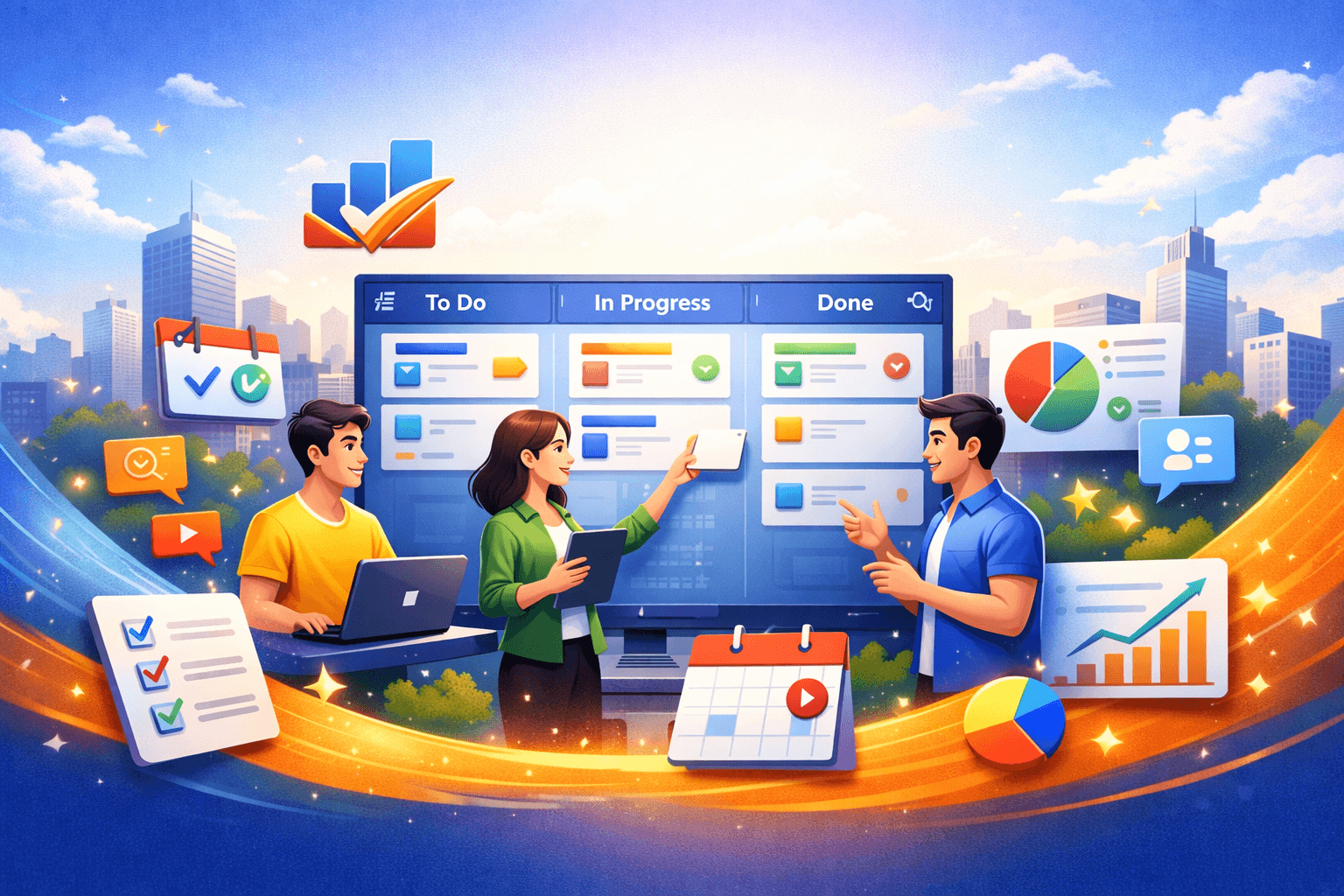 Giao diện quản lý dự án Dự Án Số - Dashboard với Kanban board và công cụ quản lý team